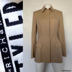 VTG Richard Tyler Couture Camel Gabardine Silk Lined Jacket Size 6 NWT